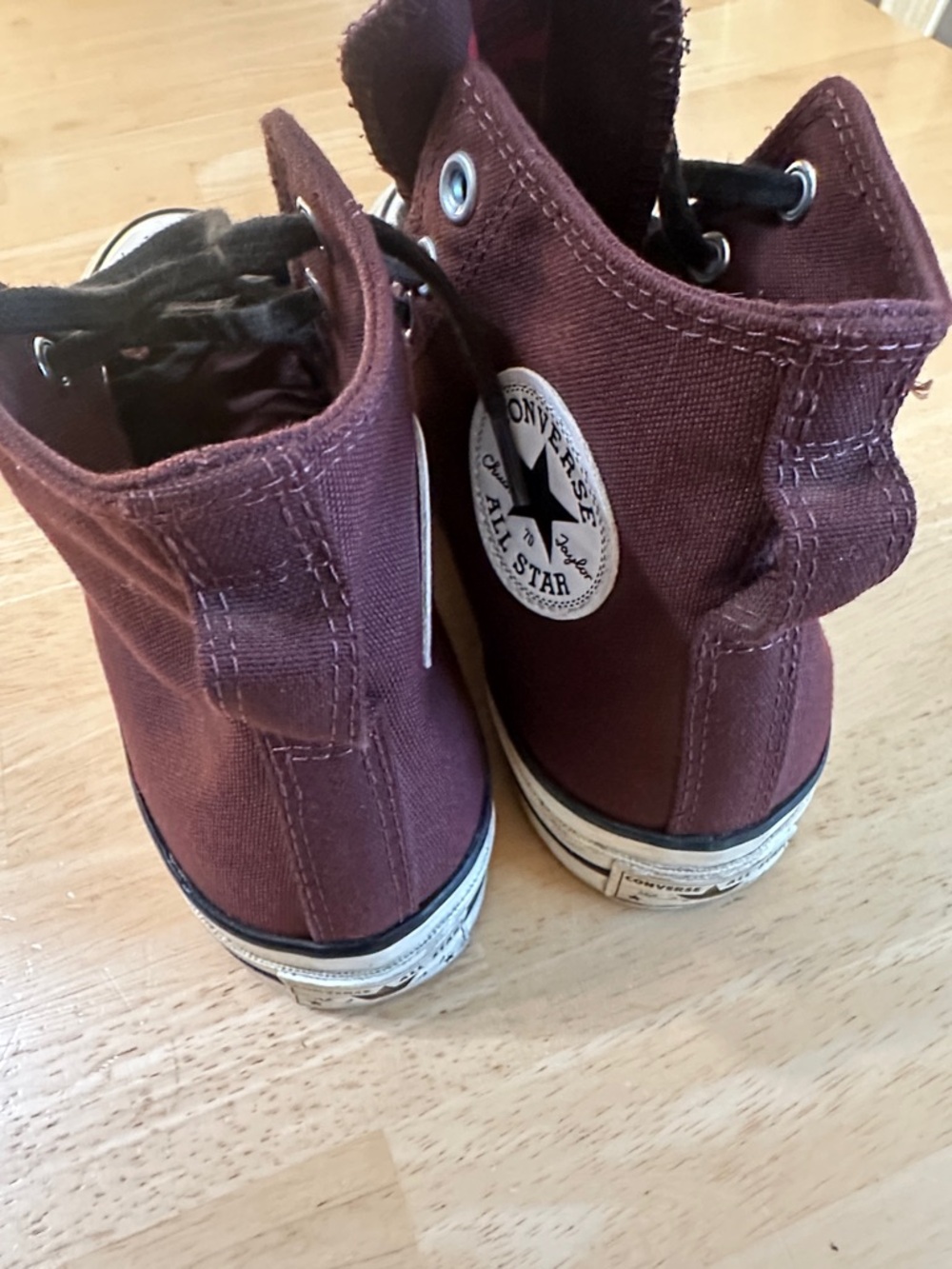 Burgundy High-Top Canvas Sneaker with Black Laces - Picture 10 of 11